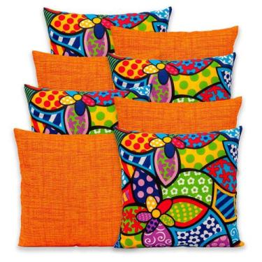 Imagem de Kit 8 Capas de Almofada 40x40 Lisa e Estampada com Zíper Gorgurinho - 