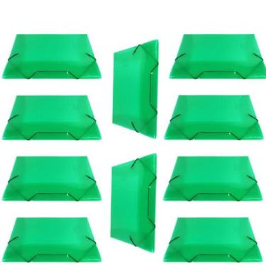 Imagem de Kit 10 Pastas Aba Elástico Mini Pequena 18x24,5cm ACP, Verde