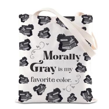 Imagem de KUIYAI Romance Novel Enthusiast Tote Bag Reader Handbag Enemies to Lovers Gift Morally Gray is My Favorite Color Canvas Bag, Bolsa cinza moral