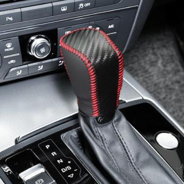 Imagem de Capa de alavanca de mudança de marchas de carro, protetor de manípulo de câmbio de fibra de carbono, capa antiderrapante com agulha e linha, decoração de interiores de carro para Inspire Crider