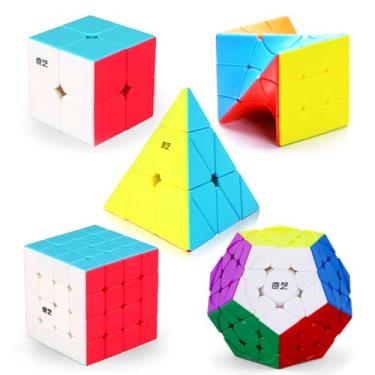 Imagem de Speed Cube Set, 2x2, 4x4, Megaminx, Pyramid and Twist Cubes, Stickerless Magic Cubes Collection for Kids, Teens & Adults, 5 Pack
