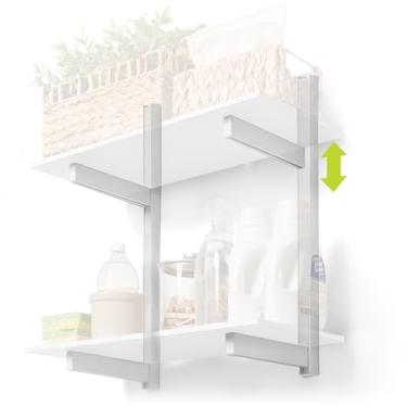 Imagem de Suportes de prateleira minimalistas flutuantes da Delta Cycle, conjunto de 4 suportes de prateleira resistentes totalmente ajustáveis de 20 cm, suporta até 72 kg, suporte de prateleira moderno para