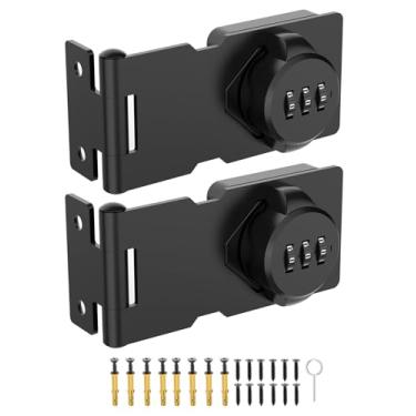 Imagem de YogePote Fechaduras de trava de ferrolho rotativo com senha mecânica de 3,5 polegadas, fechadura de combinação de armário de 3 dígitos para portas pequenas, armários, porta de celeiro, armário,