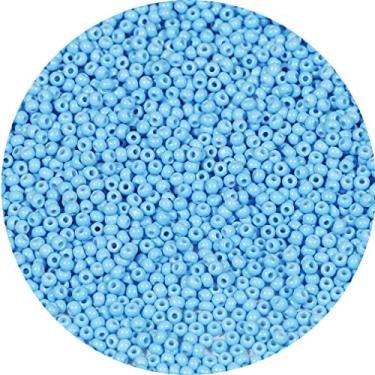 Imagem de Bala&Fillic Contas de semente redondas de 2 mm 9500 peças/100 gramas em saco 12/0 azul claro pequenas contas de sementes artesanais para fazer joias, brincos, pulseiras, colar (azul claro)
