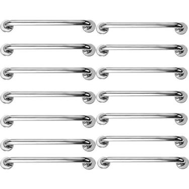 Imagem de Barra Alça Apoio 50cm Aço Inox Kit 14 Uni Gestante Idoso Cadeirante PC
