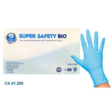 Imagem de Luva Nitrilica Super Safety Azul Para Procedimento Caixa Com 100 Unida