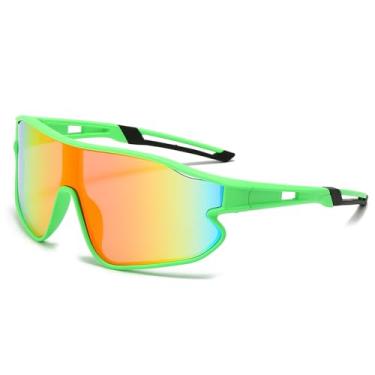 Imagem de JOVAKIT Óculos de sol de beisebol infantil para meninos e meninas de 6 a 16 anos, óculos de sol de beisebol juvenil, UV400, óculos de sol esportivos para ciclismo, 03 Espelhado verde/vermelho