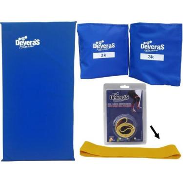 Imagem de kit par de caneleira academia tornozeleira peso 3 kg colchonete para g