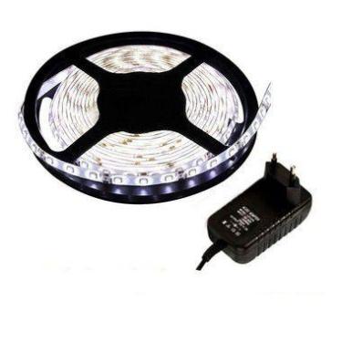Imagem de KIT Fita LED 5050 Branco Frio 6500K sem Silicone Rolo 5 metros 12V + F