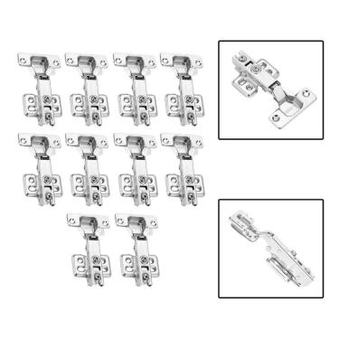Imagem de Kit 10 Dobradiças Retas Bumper Flat 105º Anti-Impacto 35Mm