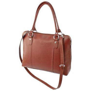 Imagem de Bolsa Feminina JASMIM em Couro Galvani, Pinhão