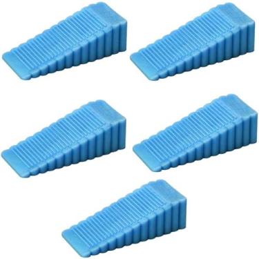 Imagem de 5 peças de cunha de batente de porta, para carpete, parte inferior do azulejo, concreto, tapete, piso de madeira, anticolisão e antiderrapante (azul)