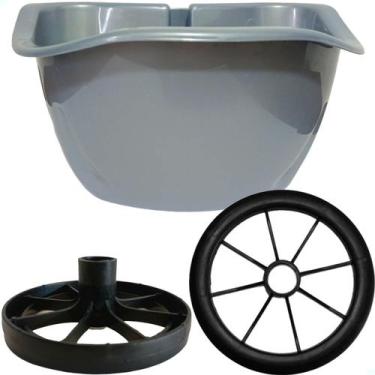 Imagem de Kit Cestinha e Rodinha Avulsa Para Bicicletas Aro 16 Nathor, Cinza