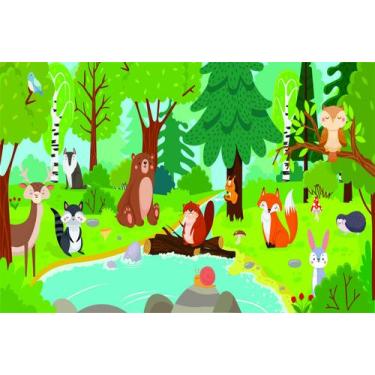 Imagem de Painel de Lona Floresta Animais Tranquilidade - Fabrika de Festa, 300x