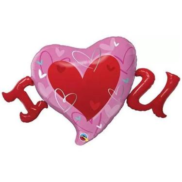 Imagem de Balão de Festa Microfoil 46" 116cm - Coração I Love U - 1 unidade - Qu