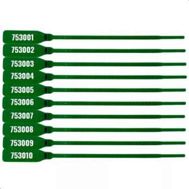 Imagem de Kit 100 Lacres De Segurança Numerado P/ Malote Plástico 16cm Verde - D