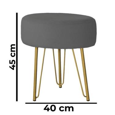 Imagem de Banquinho Tipo Puff Pé de Ferro Dourado - Trendy, Cinza