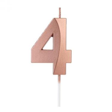 Imagem de Vela Design Rose Gold Número 4 - Silverfestas - SILVER PLASTIC