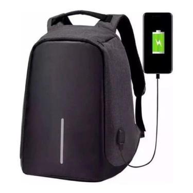 Imagem de Mochila Anti Furto Roubo Laptop Cabo Usb E Entrada P/ Fone - OEM, Cinz