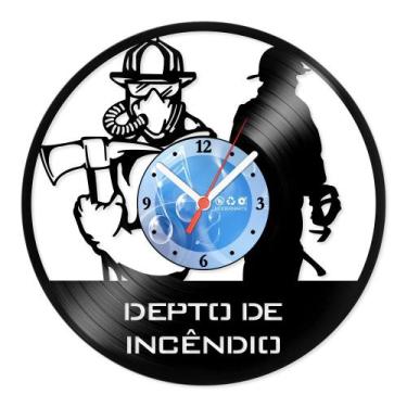 Imagem de Relógio De Parede Disco Vinil Profissões - Bombeiros Incêndio - VPR-10