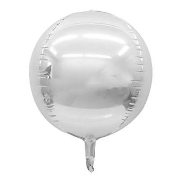 Imagem de Balão de Festa Metalizado 22" 55cm - Orbz Prata - 1 unidade - Rizzo