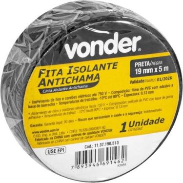 Imagem de Fita isolante preta Vonder 1un