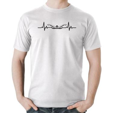 Imagem de Camiseta Algodão Batimentos Natação - Foca na Moda, Branco, M