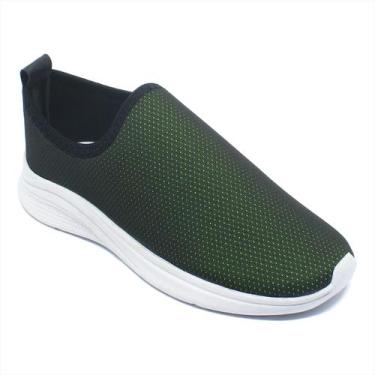 Imagem de Tenis Meia Feminino Casual Calçe Facil - Annabê Calçados, Verde, Milit