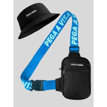 Imagem de Shoulder Bag Masculina Mini Bolsa Necessaire Basica + Chapeu Bucket Pe