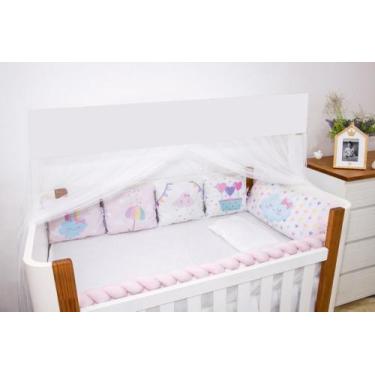 Imagem de Kit berço safari unissex com 4 almofadas e mosquiteiro segurança do be