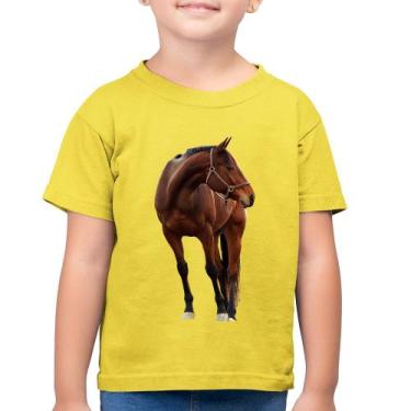 Imagem de Camiseta Algodão Infantil Cavalo Andaluz - Foca na Moda, Amarelo canár
