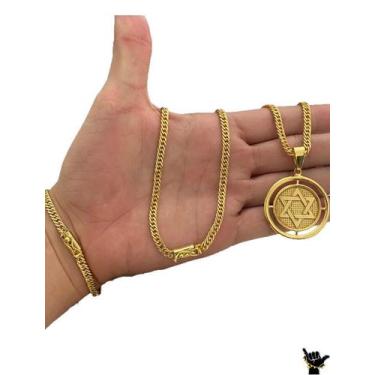 Imagem de Corrente Grumet 5mm + Pulseira + Pingente - Banhado a Ouro - ToJoia18k