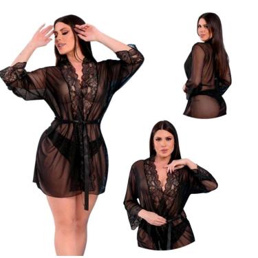 Imagem de Robe Feminino em tule c/renda que acompanha uma Calcinha Rendada