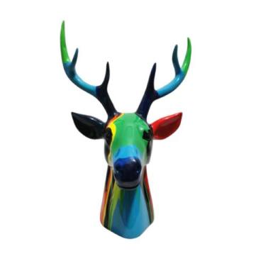 Imagem de Enfeite Escultura Alce Porcelana Colorido Decorativo Formosa - LUXdéco