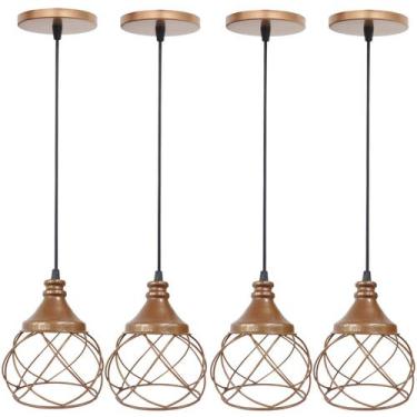 Imagem de 4 Pendentes Aramado Esfera Balonê Lustre Luminária Teto Regulável Sala