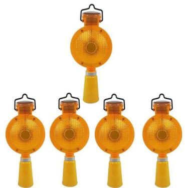 Imagem de Sinalizador Viario Solar Cone Kit 5 Uni Sinalizaçao Segurança Iluminaç
