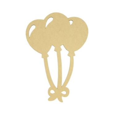 Imagem de Kit 3 Aplique Decoração Festa Modelos Bexigas 21x30 Mdf Madeira - Atac