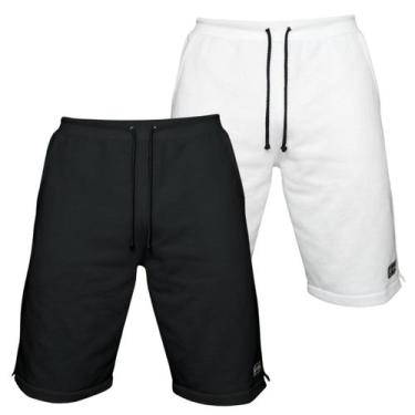 Imagem de Kit 2 Bermudas Moletom Masculina com 3 Bolsos Fenda Lateral Short Bási