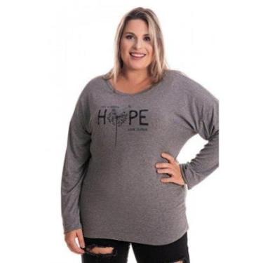 Imagem de Blusa Feminina Manga Longa Morcego em Visco Estampada "HOPE"-Feminino