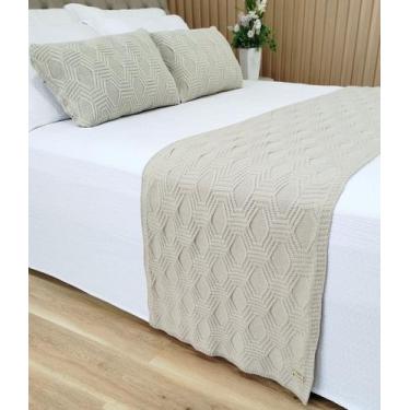 Imagem de Manta Peseira Tricot Cama King 260x60cm +2 Capa de Almofada N1 - USUFR