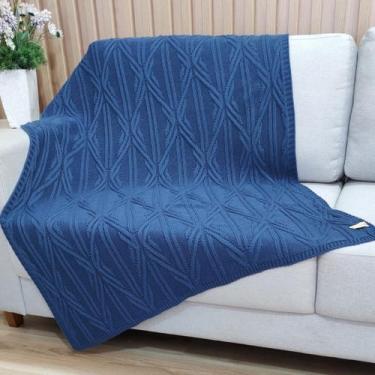 Imagem de Manta Sofa Trico Decorativa 150x90cm Usufruto Tricot c2, BLUE