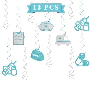 Imagem de Enfermeiro Médico Formatura Pendurado Redemoinho Decorações - Glitter 13 Peças Materiais de Festa Escola Médica - Flâmulas de Equipe Médica - Enfermagem Médica Escola de Enfermagem Formatura Espir