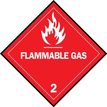 Imagem de Brady 121066, B7569 4X4 Wht/Red 500/Rl Gás inflamável, 10 cm de altura x 10 cm de largura, branco em vermelho, legenda "Gás inflamável 5.1 cm (500 por rolo)