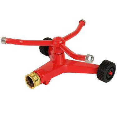 Imagem de Chapin 4986: Aspersor rotativo de 3 braços, aspersor rotativo automático de 360 graus com base de rodas para pequenos jardins e gramados, área de cobertura de até 13,7 m, irrigador de gramado,