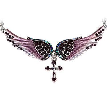 Imagem de Colar com pingente de asas de anjo cristal Guardião Szxc Jewelry 45,72 cm + 5 cm
