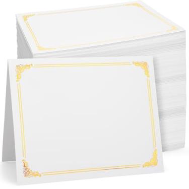 Imagem de Fainne 120 pacotes de porta-certificados a granel, capas de diploma borda dourada, capas de documentos para certificados de prêmio tamanho carta 21 x 27 cm, papel-cartão, documentos e cartolina