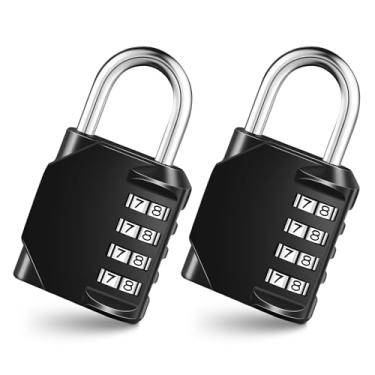 Imagem de WJYMRO Cadeado combinado, trava de 4 dígitos, trava de armário redefinível com código, resistente à prova d'água, uso interno e externo, para bagagem escolar, academia, armário, cerca, pacote com 2,