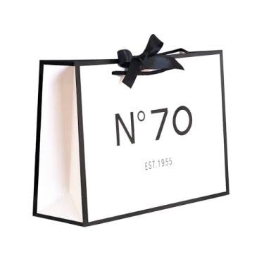 Imagem de ANFENG Presente de lembrança de aniversário de 70 anos bolsa vintage média 33 cm para mulheres 1955 aniversário da mãe novidade 70 anos sacos de papel ideia de compras setenta (tamanho médio)