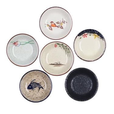 Imagem de FYUEROPA Pratos de molho de porcelana, tigelas de molho de sushi, utensílios de mesa, pratos de aperitivos, ramequins empilháveis, conjunto de 6