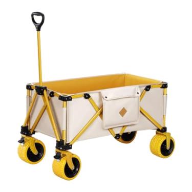 Imagem de carroça Carrinho de vagão com rodas carrinho de vagão dobrável com dossel jardim carrinho de mão portátil com bolso para transportar cargas pesadas dobrável